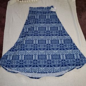 Lularoe Maxi Skirt 2XL Blue Aztec NWT